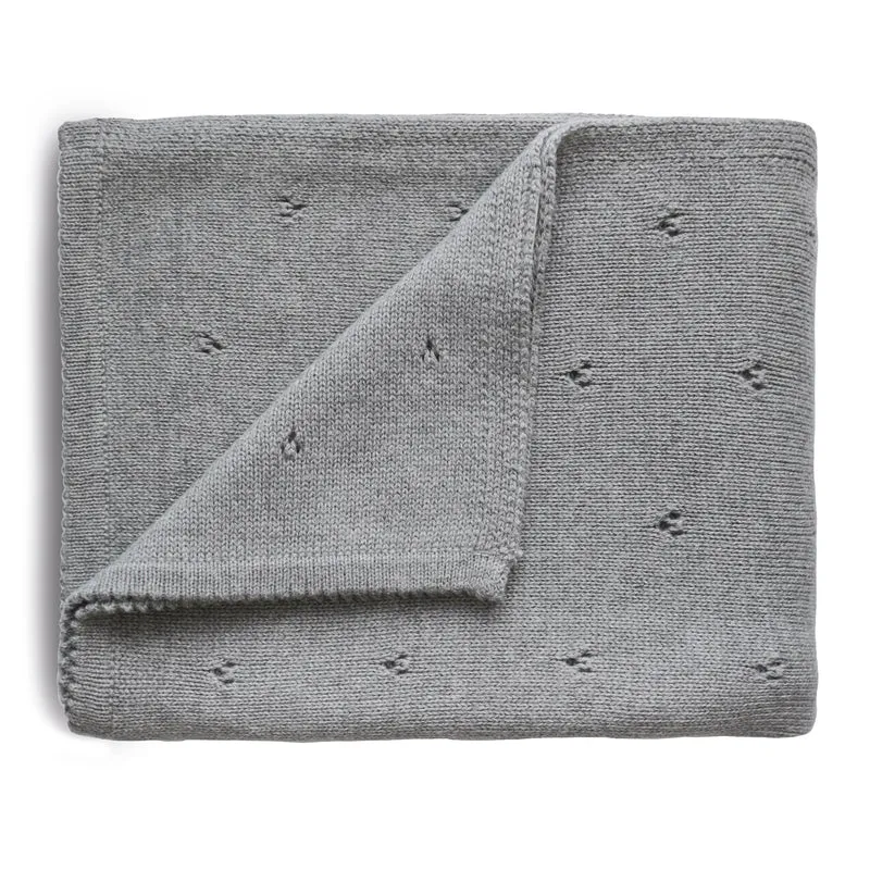 Mushie - Knitted Pointelle Baby Blanket