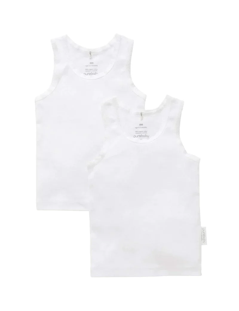 Purebaby - Organic Cotton Ribbed Tank Top (2 Pack)