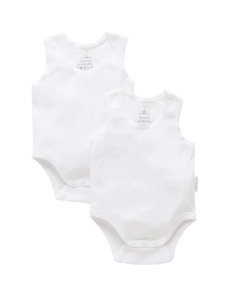 Purebaby - Organic Cotton Ribbed Sleeveless Undershirt (2 pack)