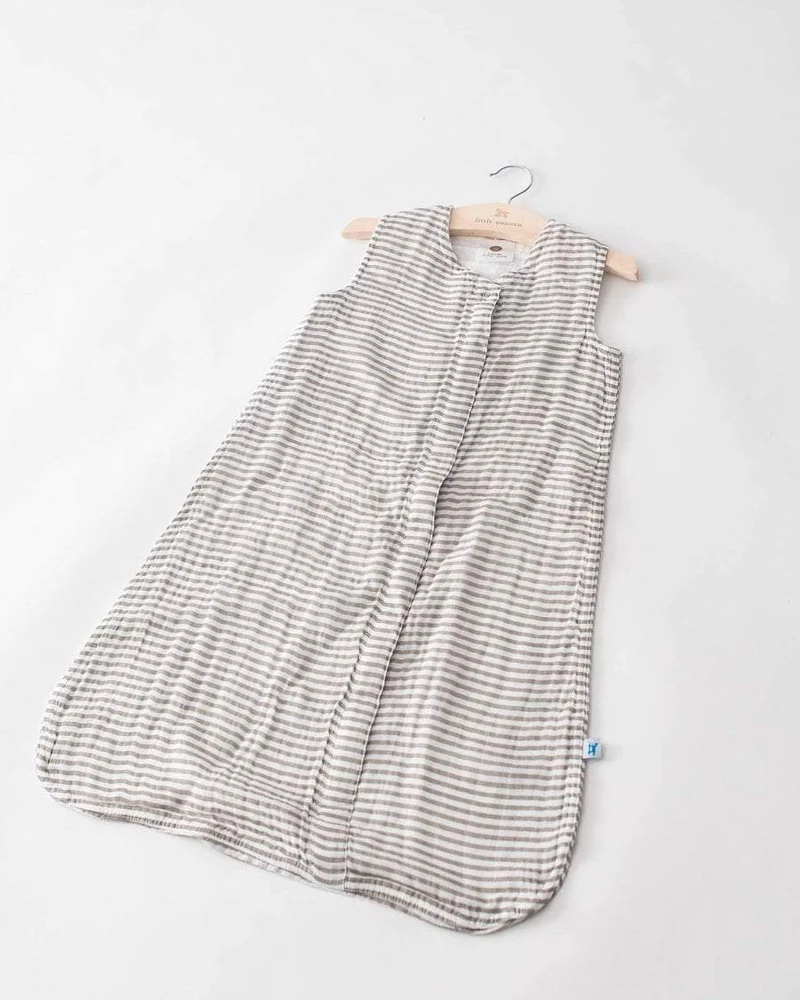 Little Unicorn - Cotton Muslin Sleep Bag - Grey Stripe