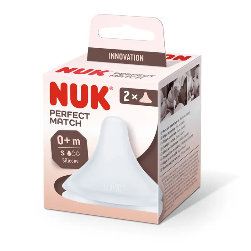 Nuk Nipple Perfect Match Silicone Nipple S Flow 0M+ , 2 units