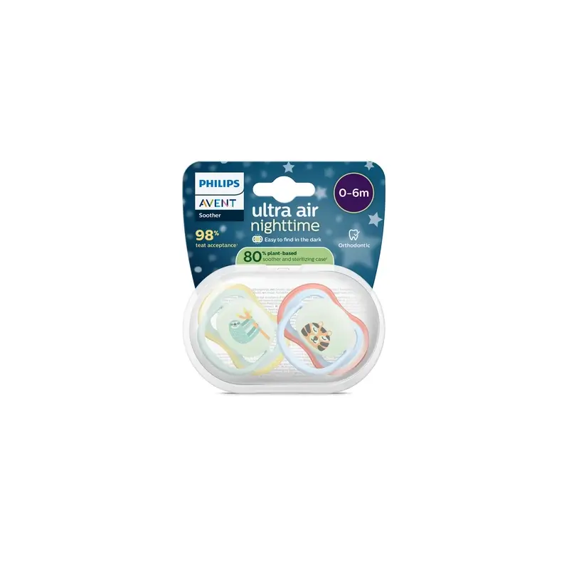 Philips Avent 2 ultra air night-time soothers 0-6m baby boy