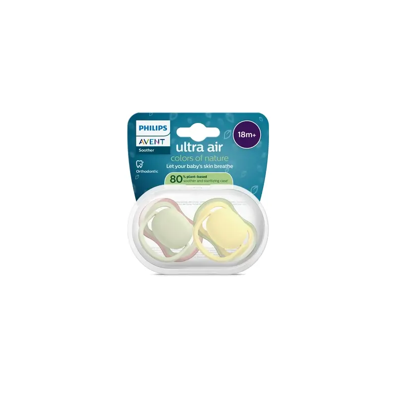 Philips Avent 2 dummies ultra air colours of nature +18m neutral