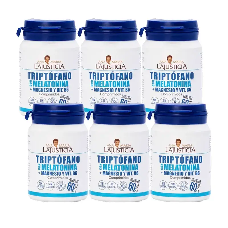 Ana Maria Lajusticia Tryptophan with Melatonin + Magnesium and Vitamin B6, Pack 6 x 60 tablets