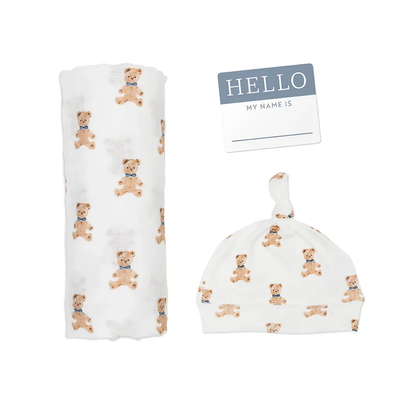 Lulujo - Hello World Blanket & Knotted Hat