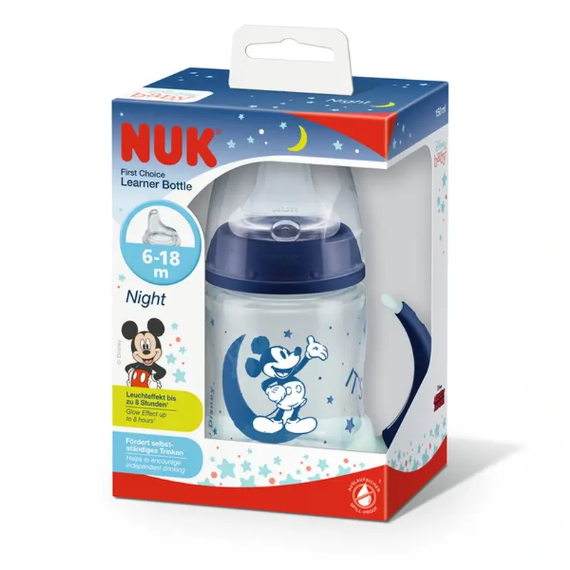 Nuk Trainer Cup First Choice+ Silicone Mickey Mouse 6-18M Night , 150 ml