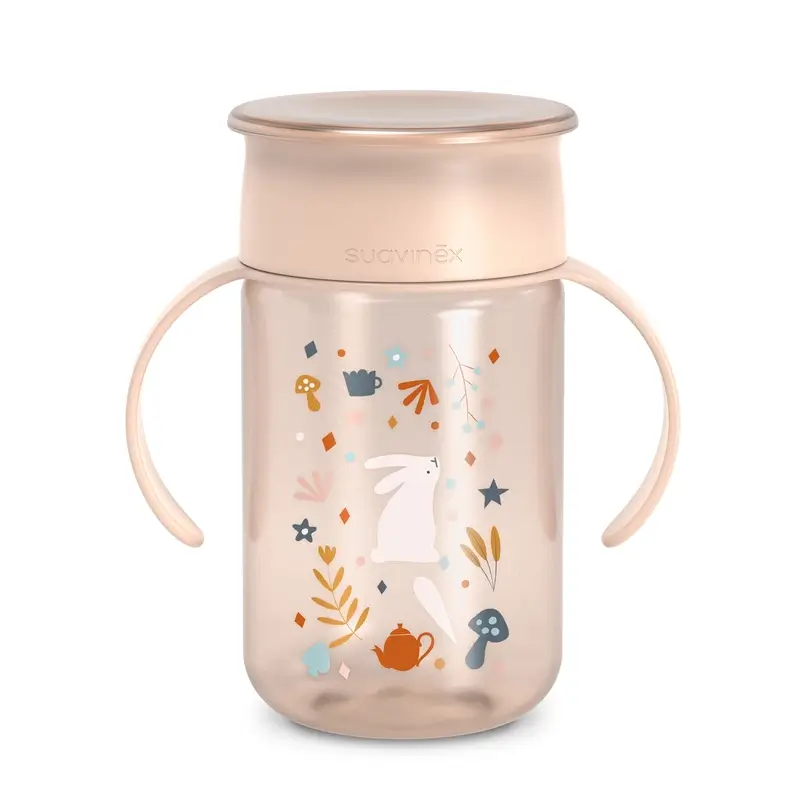 Suavinex 360 Non-Spill Cup 340 Ml, +12 Months, Wonderland Pink