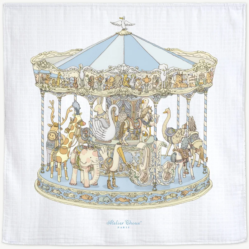 Atelier Choux Paris - Swaddle - Blue Carousel