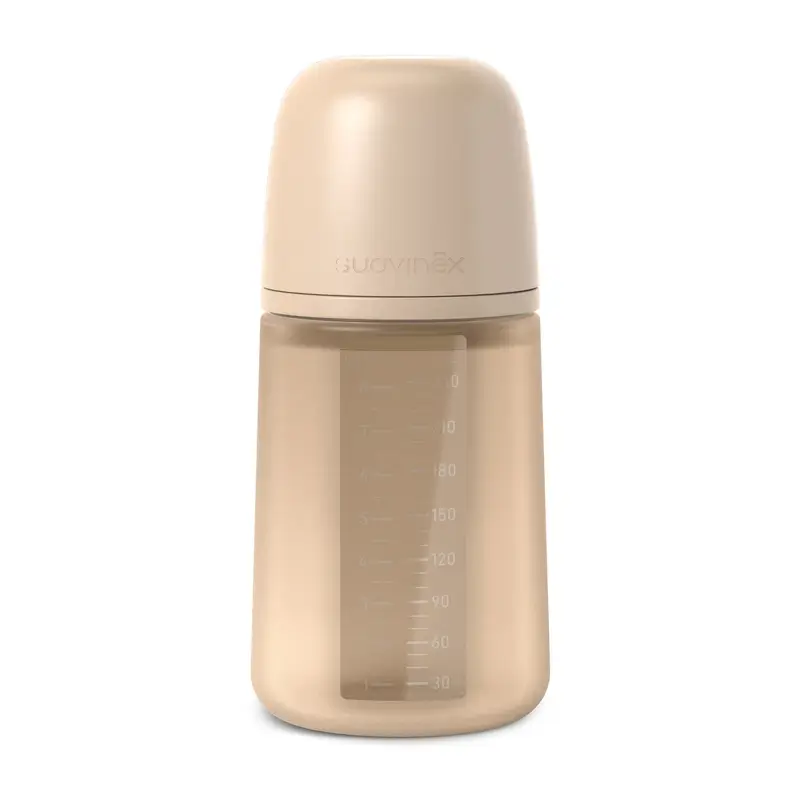 Suavinex Silicone Bottle 240 Ml, Medium Flow (M), +3 Months, Irish Cream